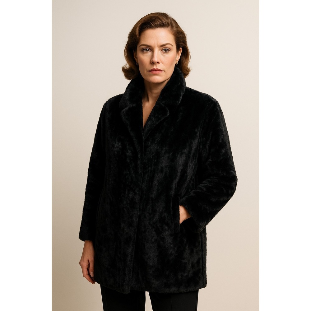 Ambassador Vintage Black Women's 16 Faux‎ Fur NWT Glamour Old Money Mob Wife